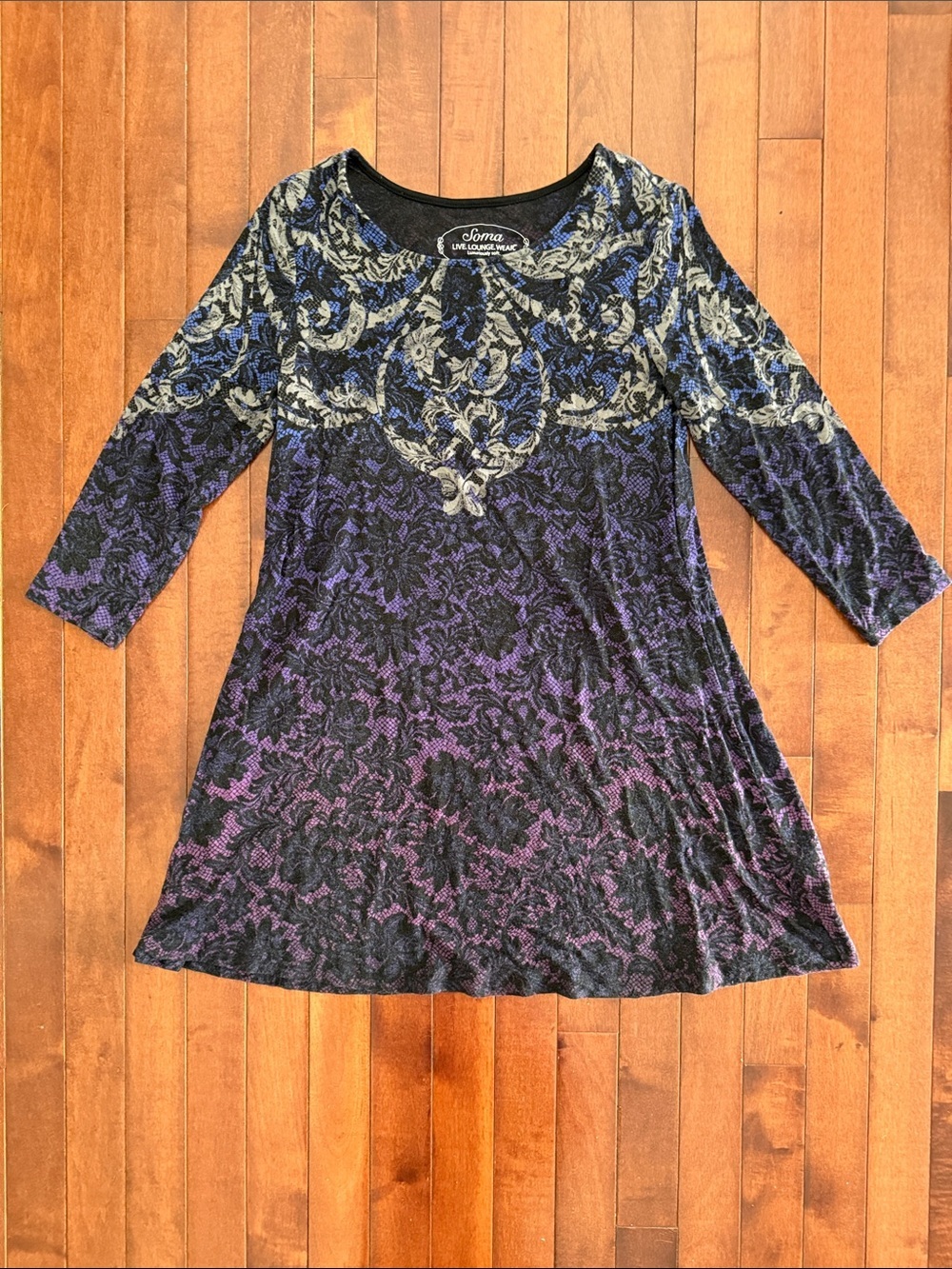 Soma Black, Purple and Gray Patterned Women’s Tunic Top Size XS